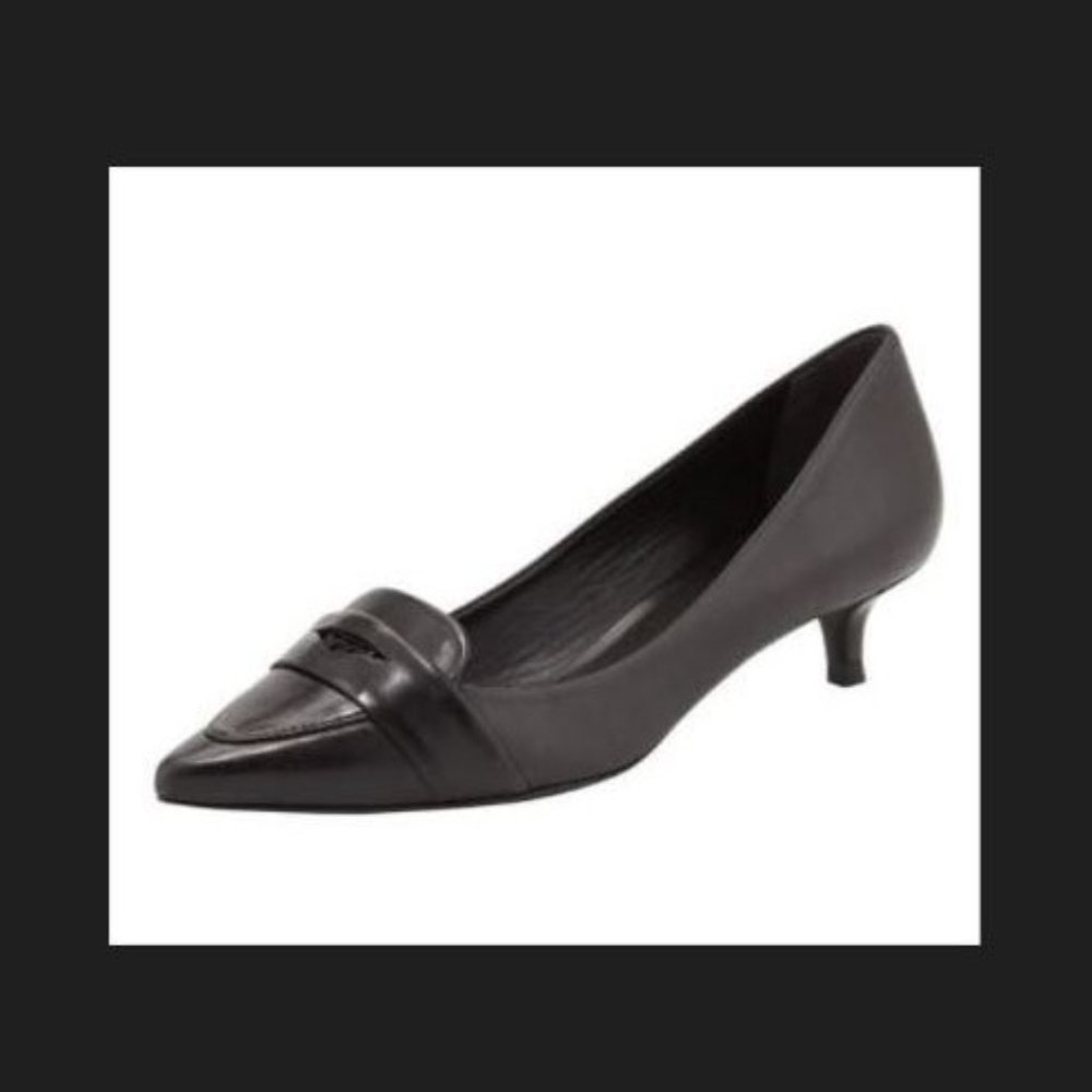 Tory Burch Women's Bronson Kitten Heel Loafer Pump Black Size 6.5